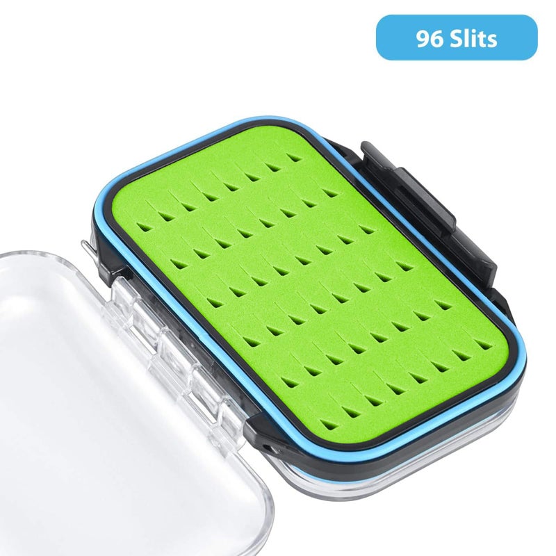 Gonex Fly Boxes for Fly Fishing Jig Boxes Two-Sided Waterproof Lightweight Fly Fishing Box Easy Grip Transparent Lid Fly Fishing Lures Box, 4.1""x 3.0""x 1.2"", Green - Image 2